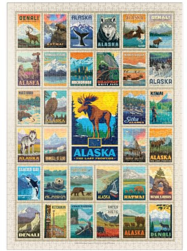 MyPuzzle Alaska: Multi-Image Print, Vintage Poster - Premium 1000 Teile Puzzle - MyPuzzle Sonderkollektion von Anderson Design Group