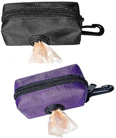 MEISO 2 Pièces Distributeur Sac a Crottes Chien, Distributeur de Sac à Déchets, Sacs de Ramasse Dejection pour Chiens, Pour l'Organisation et le Rangement Des Sacs à Crottes pour Chien (Noir+Violet)