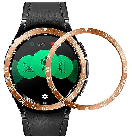 GIOPUEY Bague de Protection Compatible avec Samsung Galaxy Watch 6 Classic 43MM,Anneau pour Montre Connectée Bezel Ring Styling, Lunette de Protection en métal en Alliage d'aluminium - E-Rose Gold