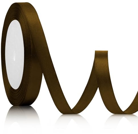 Satinband Braun 10mm, 23meters Geschenkband Geschenk Vatertag Schleifenband Braun Geschenkband Hochzeit Stoff für Band Brautstrauß Halloween Satinband Hochzeitsdekoration Deko Band Weihnachten