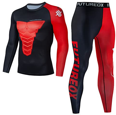 Funktionsunterwäsche Herren - Atmungsaktiv Funktionsunterwäsche Funktionswäsche Herren Flexibel Thermo Unterwäsc Thermooberteil & Thermounterhosen Sportanzug Fitness 2-teilig Winter Patchwork Set