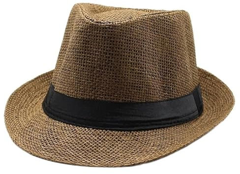 Jiaxu Sonnenhüte Outdoor Strohhut Herren und Damen Sommer Leinen Sonnenschirm Hut Kleiner Zylinder Neuer Sonnenschutz Koreanischer Hut (Farbe : Coffee)