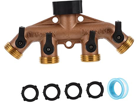 Toddmomy 1ensemble Distributeur De Tuyau Laiton avec Sorties Et Vannes Adaptateur De Robinet pour Système Arrosage De Jardin Connecteur Pratique pour Tuyaux Eau