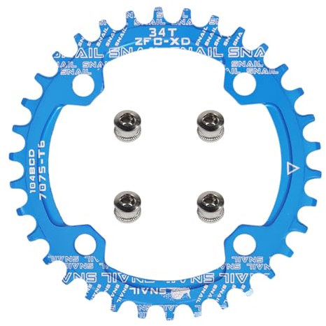 yongness Fahrradkettenblatt 104 BCD 32T 34T 36T 38T schmales breites Einzelkettenblatt, Ritzel geeignet für Rennräder, Mountainbikes, BMX-Kettenblätter (Blau 34T)