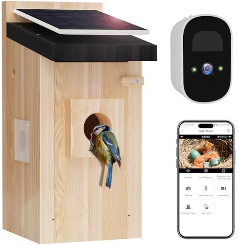 Smart Bird House With Camera, 2K Solar Powered Nest, Watch Nesting & Hatching in Real Time, AI Identify Behavior & Create Story, DIY