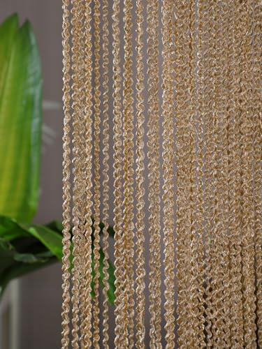 MZPOZB Fadenvorhang Fadenvorhang verdickt Wohnzimmer Eingang Trennvorhang Hochzeit Türvorhang Quaste Vorhang Kinderzimmer Dekoration Fadengardine(Champagne)