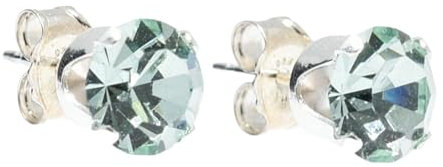 pewterhooter Women 925 Sterling Silver Stud Earrings (Chrysolite green)