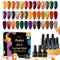 EODCI 20 Farben UV Nagellack Set, Herbst Orange Rot Kürbis Grün Gelb Braun Glitzer Herbst Winter Lagerfeuer Gelnägel Soak Off UV, Nagellack Gellack für Halloween Thanksgiving Schönheit Maniküre Kit