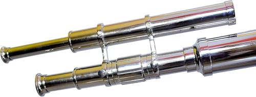Antique Brass Chrome/Silver Marine Navy Double Barrel Nickel Telescope Brown Wooden Tripod Telescope