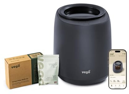 Vego Kitchen Composter, 4L Electric Composter for Kitchen 5 Modes Weight-Based Smart Compost Bin with App Odorless Auto-Cleaning Food Waste Compost Machine Indoor, Black