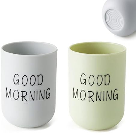 2Pièces Gobelets en Plastique pour Salle de Bain, Gobelet à Brosse à Dents, Gobelet Brosse à Dent, Porte-Brosse à Dents, Lavage des Dents Tasse, Accessoires pour Enfants et Couples