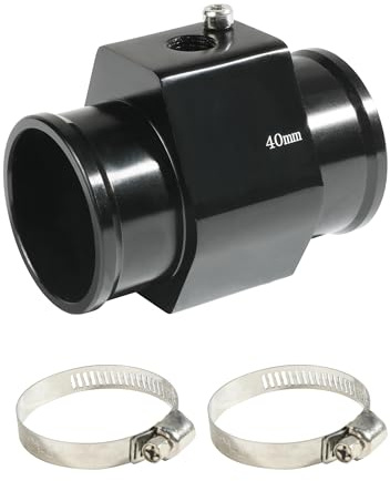 Flaconi Auto Wassertemperatur Verbindungsrohr,1.1”-1.57” Wassertemperatursensor Kühlerschlauch Auto,Joint Rohr Schlauch Sensor Gauge Adapter mit 2 stücke Schellen,Geeignet für die meisten Autos (40mm)