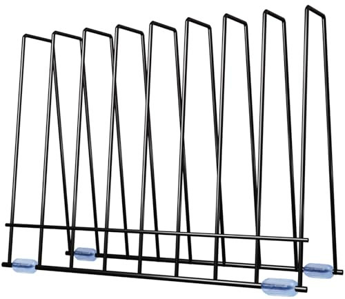 ReaGold Gefrierbeutel Wiederverwendbar Halter, Ziplock Beutel Halter Sandwichbeutel Racks Halter, Schneidebrett Halter CD Ständer, Datei Manager Desktop Speicher Bücherregal (Edelstahl, Schwarz)