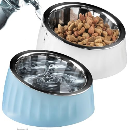 Sinbeon Katzennapf, 2 Stück 15° Schräg Futternapf Katze Edelstahl Set Mit Rutschfester Unterseite, Erhöhter Fressnapf Katze Hundenapf für Wasser Snack