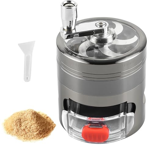 Macinino per polline, 4 pezzi, diametro 63 mm, manovella, macinaspezie con cassetto, in lega di zinco, macinino per erbe con raschietto per polline e coperchio magnetico, per spezie ed erbe aromatiche
