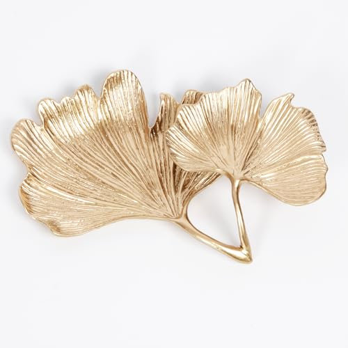 thewense Metal Mini Jewelry Dish, Vintage Small Trinket Dish, Decorative Jewelry Organizer with Leaf Shape for Ring Earring Necklace, Vanity Tray for Storage and Display