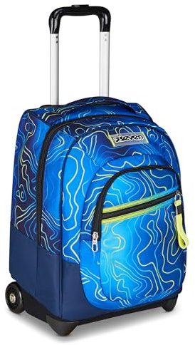 Seven Schulranzen mit Rollen, Schulrucksack jungen 1. klasse, Rucksack mit Trolley Funktion, 2 in 1 Trolley, hellblau