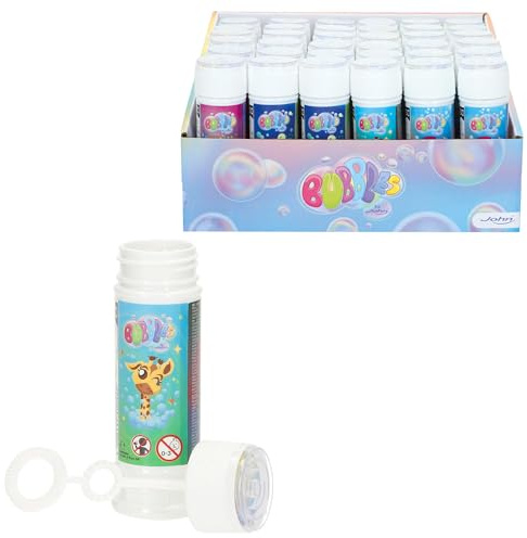 ColorBaby Confezione da 36 pomperi per bambini, 55 ml, con bacchetta soffiante, disegni assortiti, formato piccolo, facile da trasportare, ideale per feste, attività all'aria aperta e bambini dai 3