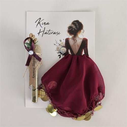 10x Kina Hatirasi Set Elegantes Henna Nacht Andenken, Deko-Reagenzglas & Karte Mendili Tanztücher Dügün Hochzeit Verlobung