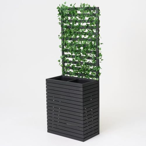 Kistenland XXL Blumenkasten „Margarete“ mit Sichtschutz - 180cm Höhe - Blumentrog mit Rankgitter/Pergola (anthrazit)