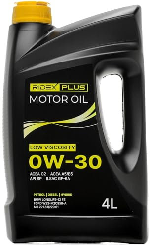 RIDEX PLUS Motoröl 0W-30 Low Viscosity Vollsynthetiköl Motor Öl ACEA C2 ACEA A5/B5 API SP ESP LV 4L