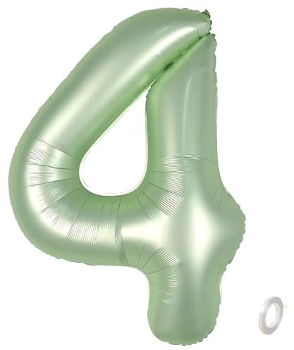 Balorise 40 Zoll Aluminium Luftballon Grün Zahl 4, Helium Unterstützt, Ballon Nummer 0-9, 10-100 (101cm), große Folienballons Dekoration für Geburtstagsfeier, Hochzeit, Jubiläum