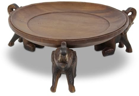 Tablett Teller Holztablett Holzteller Figurentablett Standtablett Schale Obstschale Obstteller Tiermotiv 3 Elefanten
