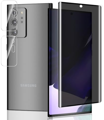 Jaavkkma 9H Sichtschutz Schutzfolie für Samsung Galaxy Note 20 Ultra Panzerglas [1 Stück] + Kameraschutz [2 Stück], Bläschenfrei, Anti-Spy Gehärtetes Glas Displayschutzfolie für Galaxy Note 20 Ultra