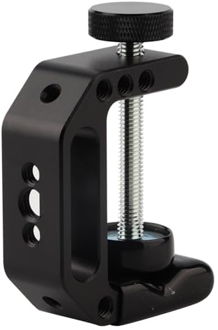 BHTOPIA Multi Function C Type Clamp Clip Mount Holder Bracket, Light Stand Clamp for Camera, Photography Accessory with 1/4in 3/8in Thread Holes, Sturdy Metal Construction for Devices