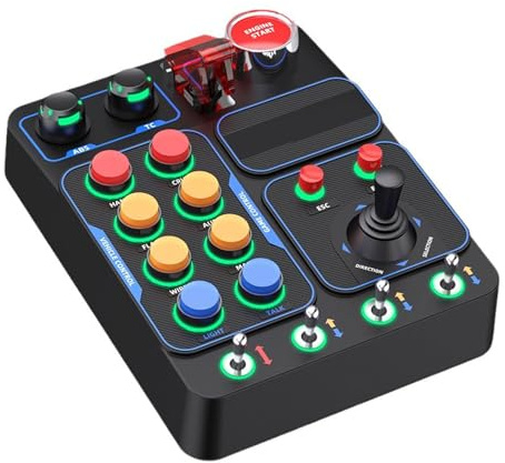 Rennsimulator Steuerbox Mit Mehrfachbeleuchtung Und 30 Programmierbaren Multifunktionstasten Für Eine Realistische LKW Simulation. Mehrfachfunktionstaste