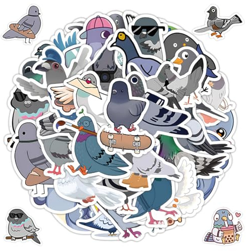BAHME 50 PCS Taube Aufkleber für Laptop | Wasserdicht Vinyl Pigeons Stickers Geschenk für Kinder Jugendliche Erwachsene | Tauben Aufkleber für Scrapbook Skateboard Auto Gepäck