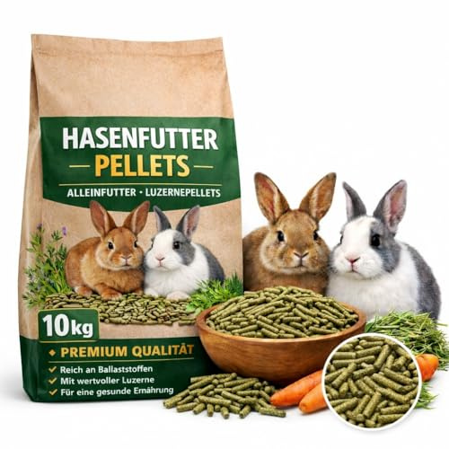 10 kg Premium Luzerne Pellets Kaninchenfutter Nager Hasenfutter Zwergkaninchen Hasen Hasenfutter Meerschein Hamster Mäuse Ratten Nager
