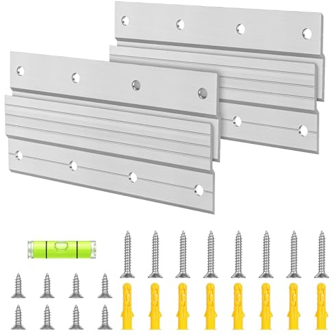Ainiv 2 Paires Supports à Fixation Murale, Z en Aluminium de 15,5 cm | Crochet Fixation Cadre Lourd Support, pour Miroir, Tableau Blanc, Étagère, Œuvre d'Art, Armoire, Cadres
