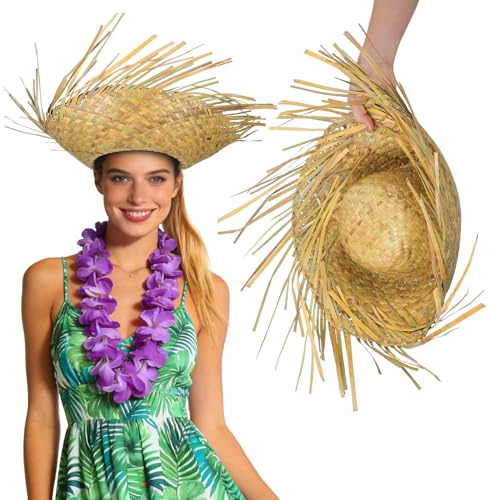 TOYANDONA Hawaii Straw Hat: Beach Straw Hat for Women & Men, Breathable Lightweight Sun Cap with Unique Chicken Nest Design - Extra Large & Foldable - Perfect for Summer Parties, Outdoor