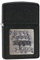 Zippo Feuerzeug mit Messing-Zippo-Emblem, schwarzer Reißlack