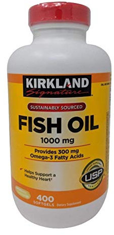 Kirkland Signature Natural Fish Oil Concentrate With Omega-3 Fatty Acids, 400 Softgels, 1000Mg