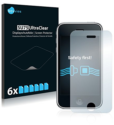 Savvies 6 Stück Schutzfolie für Apple iPhone 3GS Displayschutz-Folie Ultra-Transparent