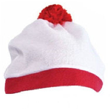 Rot/weiß (warme Bommelmütze mit Brille, Gehstock World Day