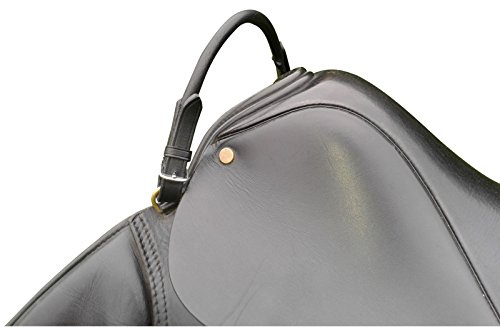 Hunters Saddlery Leather Grab Strap for English Equestrian Saddle - Safety Handle for Horse Riding Balance (Black)