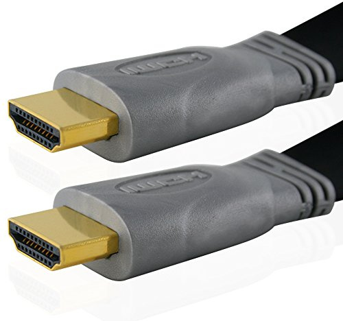 Cablesson Flat 3m High Speed HDMI Cable (HDMI Type A, HDMI 2.1/2.0b/2.0a/2.0/1.4) - 4K, 3D, UHD, ARC, Full HD, Ultra HD, 2160p, HDR - for PS4, Xbox One, Sky Q, LCD, LED, UHD, 4k TVs - Black