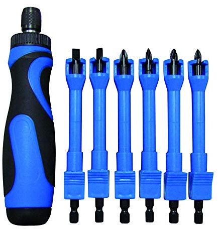 TEC HIT 651601 - Tournevis réversible à cliquet 6 en 1 - Bleu/Noir