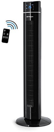Orbegozo TWM 1009 - Ventilateur colonne avec télécommande, ionique, 60 W, 3 vitesses, plateau pour essences aromatiques, panneau frontal à LED, noir