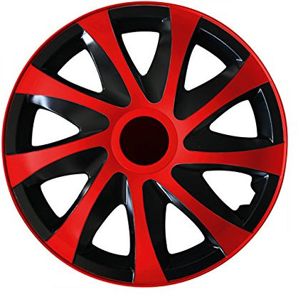 Eight Tec Handelsagentur (Größe wählbar) 15 Zoll Radkappen/Radzierblenden Draco Bicolor (Schwarz-Rot) passend für Fast alle Fahrzeugtypen – universal