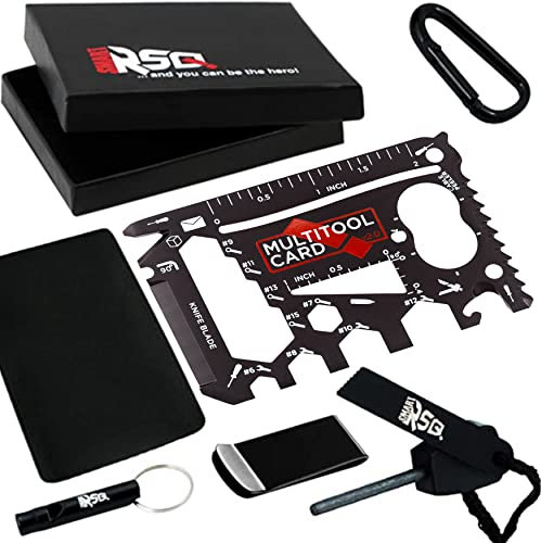 37-in-1 Geldbörse Multitool Karte Geschenkset Schwarz Kreditkarte Multifunktionswerkzeug & Zubehör Beste Strumpffüller Geschenke für Männer, Väter, Ehemänner, HandyMen & Outdoor-Enthusiasten