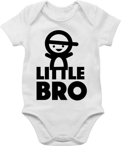 Baby Body Kurzarm - Kleiner Bruder - Little Bro - 1/3 Monate - Weiß - brother brüder outfit kleine babysachen 2024 geschenk babybody geschenke zur geburt junge kleinen baby-body lil outfits für