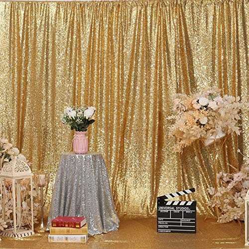 Eternal Beauty 122x213cm Amber Gold Shinny Sequin Photography Backdrop Party Prom Wedding Youtobe Banquet Photo Background (4x7 feet)