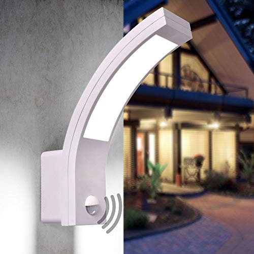 max K O M F O R T LED Aussenleuchten Bewegungsmelder Wand-leuchte Wandlampe Flurleuchte Fluter 15W weiß modern IP54 PIRIT-WH