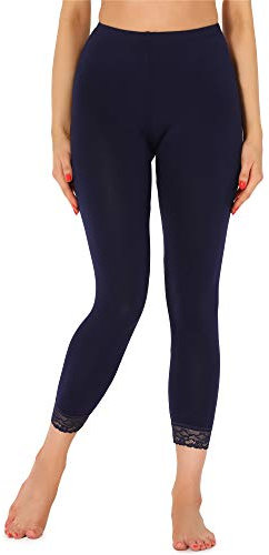 Merry Style Damen 7/8 Leggings mit Spitze MS10-342(Marineblau,XS)