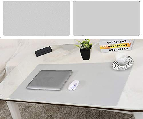Insun Mauspad Groß aus PU Leder Doppelseitige Einfarbige Schreibtischunterlage Wasserdichte Tischunterlage Zweiseitig Nutzbar Anti Rutsch Matte für Büro und Zuhause Hellgrau 50x30cm
