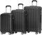 BEIBYE Hartschalen-Koffer Trolley Rollkoffer Reisekoffer Handgepäck 4 Rollen (M-L-XL-Set) (Schwarz, Set)